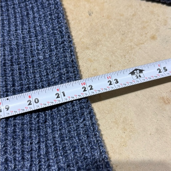 L.L. Bean Organic Cotton Waffle Cardigan Sweater Size XL Blue Shawl Collar - Picture 7 of 8